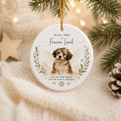 Personalized Pet Memorial Christmas Ornament – With Name, Year & Memorial Quote