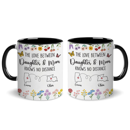 Personalized Daughter And Mom Custom Map Distance Effect Coffee Mug