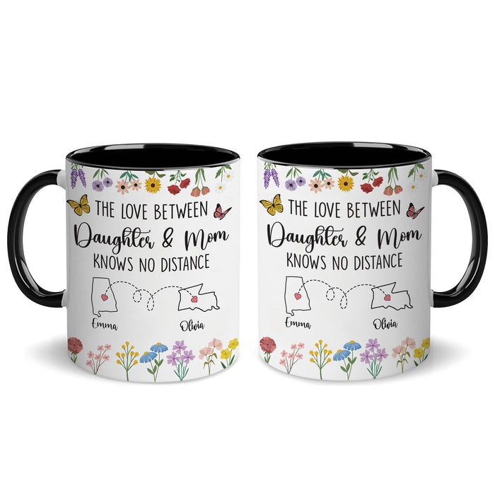 Personalized Daughter And Mom Custom Map Distance Effect Coffee Mug