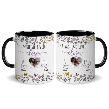 Personalized Map Distance State Floral Coffee Mug, Custom Long Distance