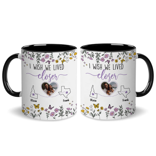 Personalized Map Distance State Floral Coffee Mug, Custom Long Distance