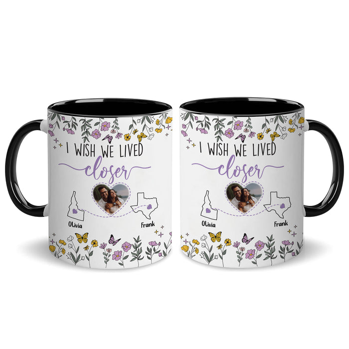 Personalized Map Distance State Floral Coffee Mug, Custom Long Distance