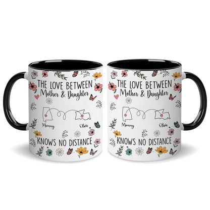 Personalized Custom Map Distance Effect Mom And Daughter Coffee Mug 11Oz 15Oz