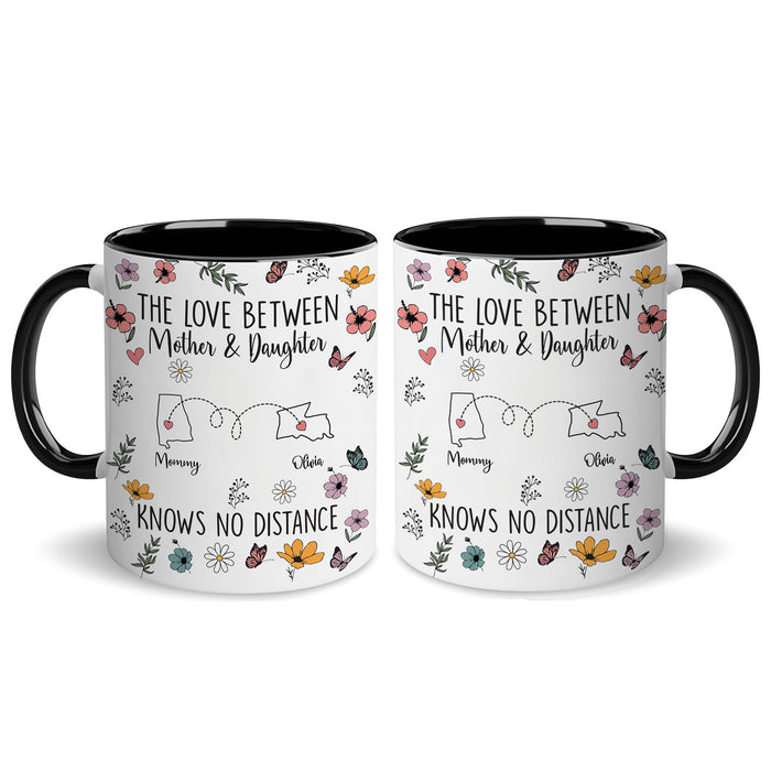 Personalized Custom Map Distance Effect Mom And Daughter Coffee Mug 11Oz 15Oz