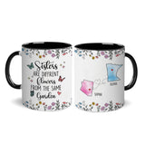 Personalized Custom Map Distance Effect Sister Coffee Mug, Sister Gifts For Birthday